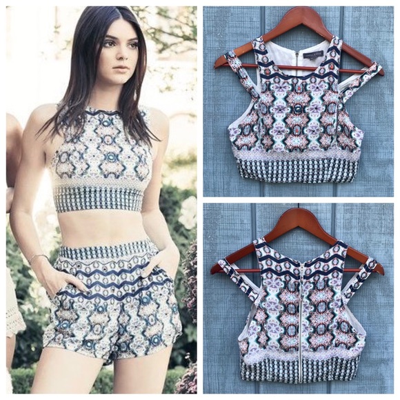 Kendall & Kylie Tops - Kendall & Kylie 🌵 Embellished Boho Print Crop Top